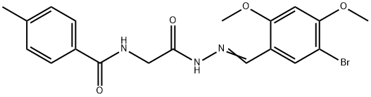 N-{2-[2-(5-bromo-2,4-dimethoxybenzylidene)hydrazino]-2-oxoethyl}-4-methylbenzamide Struktur