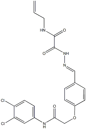 N-allyl-2-(2-{4-[2-(3,4-dichloroanilino)-2-oxoethoxy]benzylidene}hydrazino)-2-oxoacetamide Struktur