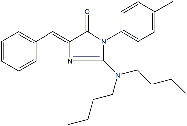 5-benzylidene-2-(dibutylamino)-3-(4-methylphenyl)-3,5-dihydro-4H-imidazol-4-one Struktur