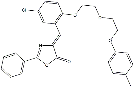 4-(5-chloro-2-{2-[2-(4-methylphenoxy)ethoxy]ethoxy}benzylidene)-2-phenyl-1,3-oxazol-5(4H)-one Struktur