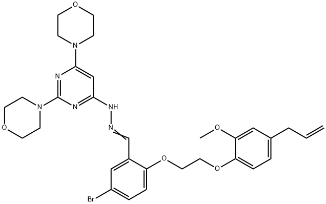 2-[2-(4-allyl-2-methoxyphenoxy)ethoxy]-5-bromobenzaldehyde (2,6-dimorpholin-4-ylpyrimidin-4-yl)hydrazone Struktur