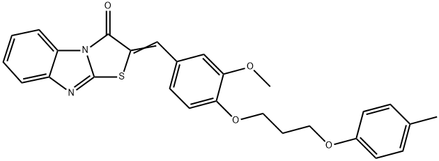 2-{3-methoxy-4-[3-(4-methylphenoxy)propoxy]benzylidene}[1,3]thiazolo[3,2-a]benzimidazol-3(2H)-one Struktur