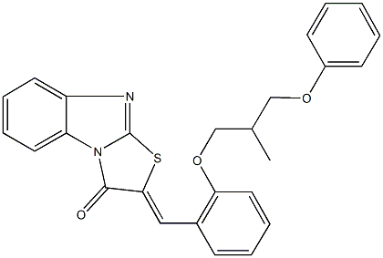 2-[2-(2-methyl-3-phenoxypropoxy)benzylidene][1,3]thiazolo[3,2-a]benzimidazol-3(2H)-one Struktur