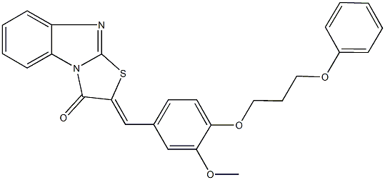 2-[3-methoxy-4-(3-phenoxypropoxy)benzylidene][1,3]thiazolo[3,2-a]benzimidazol-3(2H)-one Struktur