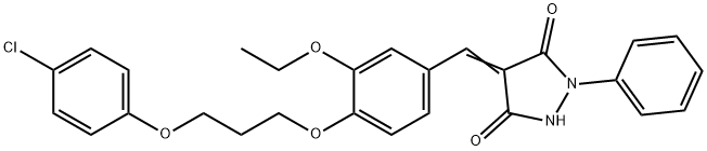 4-{4-[3-(4-chlorophenoxy)propoxy]-3-ethoxybenzylidene}-1-phenyl-3,5-pyrazolidinedione Struktur