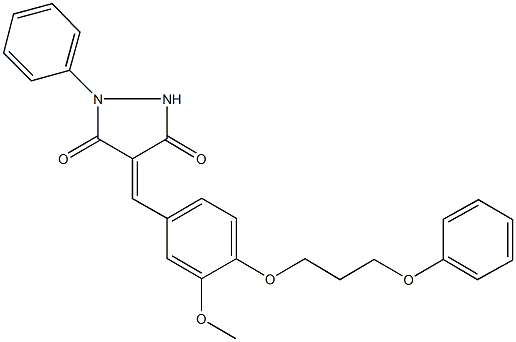 4-[3-methoxy-4-(3-phenoxypropoxy)benzylidene]-1-phenyl-3,5-pyrazolidinedione Struktur