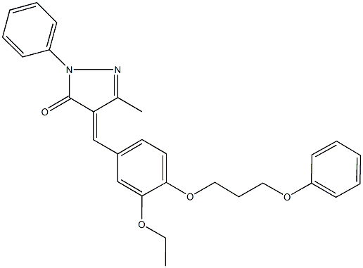 4-[3-ethoxy-4-(3-phenoxypropoxy)benzylidene]-5-methyl-2-phenyl-2,4-dihydro-3H-pyrazol-3-one Struktur