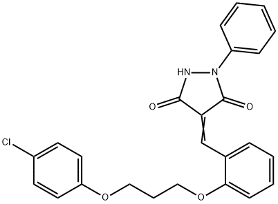 4-{2-[3-(4-chlorophenoxy)propoxy]benzylidene}-1-phenyl-3,5-pyrazolidinedione Struktur