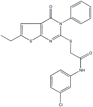 N-(3-chlorophenyl)-2-[(6-ethyl-4-oxo-3-phenyl-3,4-dihydrothieno[2,3-d]pyrimidin-2-yl)sulfanyl]acetamide Struktur