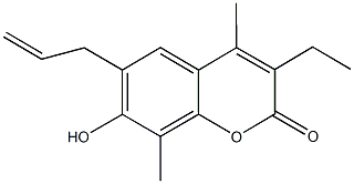 6-allyl-3-ethyl-7-hydroxy-4,8-dimethyl-2H-chromen-2-one Struktur