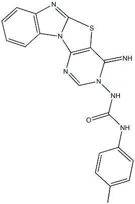 N-(4-iminopyrimido[4',5':4,5][1,3]thiazolo[3,2-a]benzimidazol-3(4H)-yl)-N'-(4-methylphenyl)urea Struktur