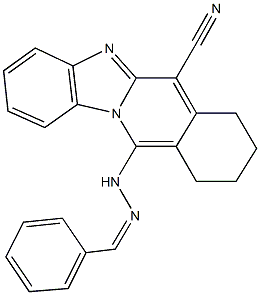 11-(2-benzylidenehydrazino)-7,8,9,10-tetrahydrobenzimidazo[1,2-b]isoquinoline-6-carbonitrile Struktur