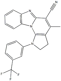 4-methyl-1-[3-(trifluoromethyl)phenyl]-2,3-dihydro-1H-pyrrolo[3',2':5,6]pyrido[1,2-a]benzimidazole-5-carbonitrile Struktur