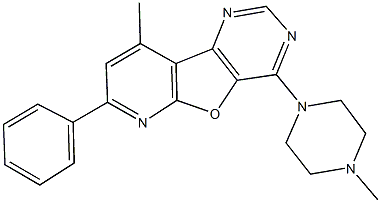 9-methyl-4-(4-methyl-1-piperazinyl)-7-phenylpyrido[3',2':4,5]furo[3,2-d]pyrimidine Struktur