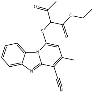 ethyl 2-[(4-cyano-3-methylpyrido[1,2-a]benzimidazol-1-yl)sulfanyl]-3-oxobutanoate Struktur