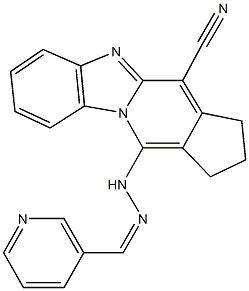 11-[2-(3-pyridinylmethylene)hydrazino]-2,3-dihydro-1H-cyclopenta[4,5]pyrido[1,2-a]benzimidazole-4-carbonitrile Struktur