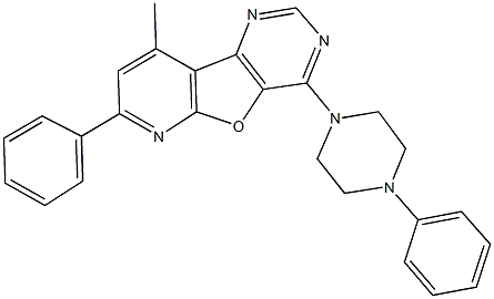 9-methyl-7-phenyl-4-(4-phenylpiperazin-1-yl)pyrido[3',2':4,5]furo[3,2-d]pyrimidine Struktur