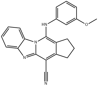 11-(3-methoxyanilino)-2,3-dihydro-1H-cyclopenta[4,5]pyrido[1,2-a]benzimidazole-4-carbonitrile Struktur