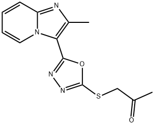 1-{[5-(2-methylimidazo[1,2-a]pyridin-3-yl)-1,3,4-oxadiazol-2-yl]thio}acetone Struktur