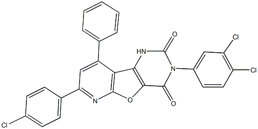 7-(4-chlorophenyl)-3-(3,4-dichlorophenyl)-9-phenylpyrido[3',2':4,5]furo[3,2-d]pyrimidine-2,4(1H,3H)-dione Struktur