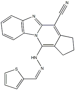 11-[2-(2-thienylmethylene)hydrazino]-2,3-dihydro-1H-cyclopenta[4,5]pyrido[1,2-a]benzimidazole-4-carbonitrile Struktur