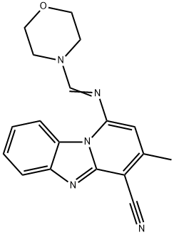 3-methyl-1-[(4-morpholinylmethylene)amino]pyrido[1,2-a]benzimidazole-4-carbonitrile Struktur