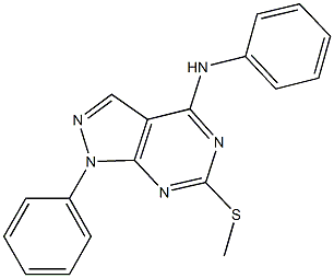 6-(methylsulfanyl)-N,1-diphenyl-1H-pyrazolo[3,4-d]pyrimidin-4-amine Struktur