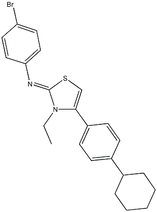 N-(4-bromophenyl)-N-(4-(4-cyclohexylphenyl)-3-ethyl-1,3-thiazol-2(3H)-ylidene)amine Struktur