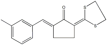 2-(1,3-dithiolan-2-ylidene)-5-(3-methylbenzylidene)cyclopentanone Struktur