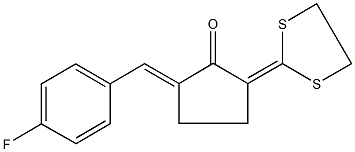 2-(1,3-dithiolan-2-ylidene)-5-(4-fluorobenzylidene)cyclopentanone Struktur