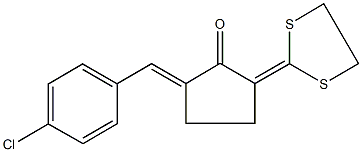 2-(4-chlorobenzylidene)-5-(1,3-dithiolan-2-ylidene)cyclopentanone Struktur