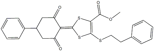 methyl 2-(2,6-dioxo-4-phenylcyclohexylidene)-5-[(2-phenylethyl)sulfanyl]-1,3-dithiole-4-carboxylate Struktur