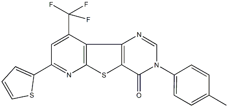 3-(4-methylphenyl)-7-(2-thienyl)-9-(trifluoromethyl)pyrido[3',2':4,5]thieno[3,2-d]pyrimidin-4(3H)-one Struktur