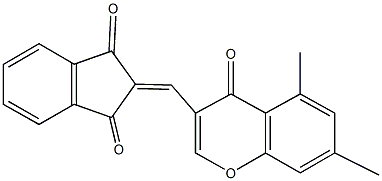 2-[(5,7-dimethyl-4-oxo-4H-chromen-3-yl)methylene]-1H-indene-1,3(2H)-dione Struktur