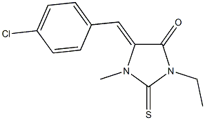 5-(4-chlorobenzylidene)-3-ethyl-1-methyl-2-thioxo-4-imidazolidinone Struktur