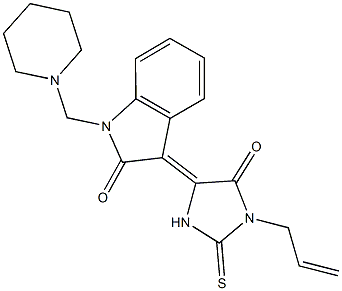 3-(1-allyl-5-oxo-2-thioxo-4-imidazolidinylidene)-1-(1-piperidinylmethyl)-1,3-dihydro-2H-indol-2-one Struktur