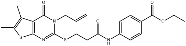 ethyl 4-({3-[(3-allyl-5,6-dimethyl-4-oxo-3,4-dihydrothieno[2,3-d]pyrimidin-2-yl)sulfanyl]propanoyl}amino)benzoate Struktur