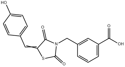 3-{[5-(4-hydroxybenzylidene)-2,4-dioxo-1,3-thiazolidin-3-yl]methyl}benzoic acid Struktur