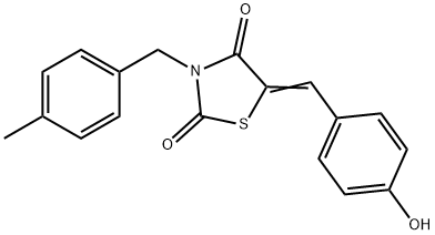 5-(4-hydroxybenzylidene)-3-(4-methylbenzyl)-1,3-thiazolidine-2,4-dione Struktur