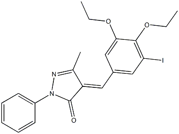 4-(3,4-diethoxy-5-iodobenzylidene)-5-methyl-2-phenyl-2,4-dihydro-3H-pyrazol-3-one Struktur