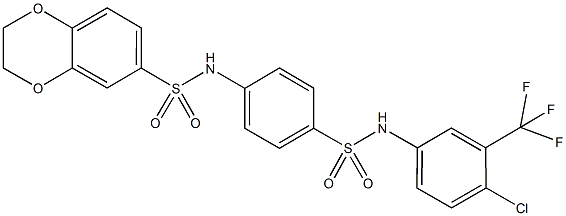 N-(4-{[4-chloro-3-(trifluoromethyl)anilino]sulfonyl}phenyl)-2,3-dihydro-1,4-benzodioxine-6-sulfonamide Struktur