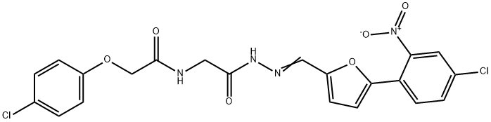 N-(2-{2-[(5-{4-chloro-2-nitrophenyl}-2-furyl)methylene]hydrazino}-2-oxoethyl)-2-(4-chlorophenoxy)acetamide Struktur