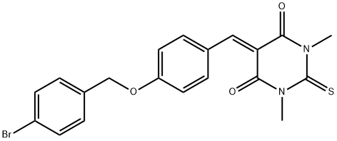 5-{4-[(4-bromobenzyl)oxy]benzylidene}-1,3-dimethyl-2-thioxodihydropyrimidine-4,6(1H,5H)-dione Struktur