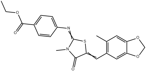 ethyl 4-({3-methyl-5-[(6-methyl-1,3-benzodioxol-5-yl)methylene]-4-oxo-1,3-thiazolidin-2-ylidene}amino)benzoate Struktur