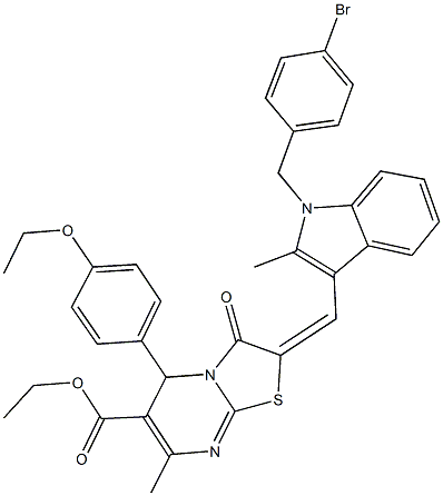 ethyl 2-{[1-(4-bromobenzyl)-2-methyl-1H-indol-3-yl]methylene}-5-(4-ethoxyphenyl)-7-methyl-3-oxo-2,3-dihydro-5H-[1,3]thiazolo[3,2-a]pyrimidine-6-carboxylate Struktur