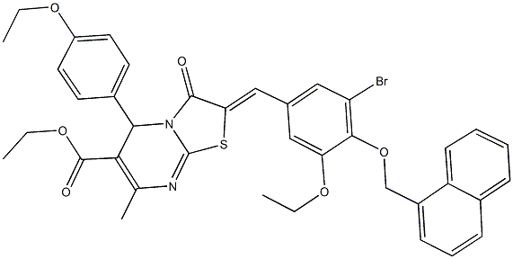 ethyl 2-[3-bromo-5-ethoxy-4-(1-naphthylmethoxy)benzylidene]-5-(4-ethoxyphenyl)-7-methyl-3-oxo-2,3-dihydro-5H-[1,3]thiazolo[3,2-a]pyrimidine-6-carboxylate Struktur