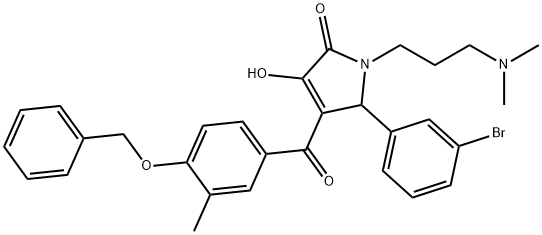 4-[4-(benzyloxy)-3-methylbenzoyl]-5-(3-bromophenyl)-1-[3-(dimethylamino)propyl]-3-hydroxy-1,5-dihydro-2H-pyrrol-2-one Struktur