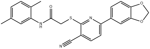 2-{[6-(1,3-benzodioxol-5-yl)-3-cyanopyridin-2-yl]sulfanyl}-N-(2,5-dimethylphenyl)acetamide Struktur