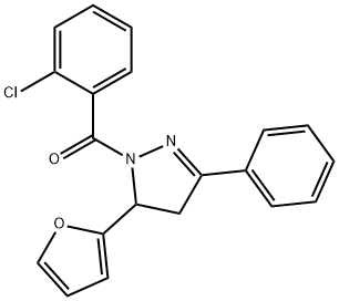 1-(2-chlorobenzoyl)-5-(2-furyl)-3-phenyl-4,5-dihydro-1H-pyrazole Struktur