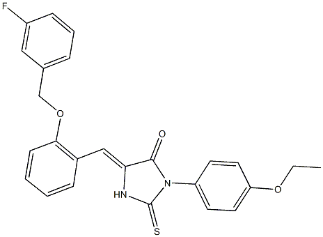 3-(4-ethoxyphenyl)-5-{2-[(3-fluorobenzyl)oxy]benzylidene}-2-thioxo-4-imidazolidinone Struktur